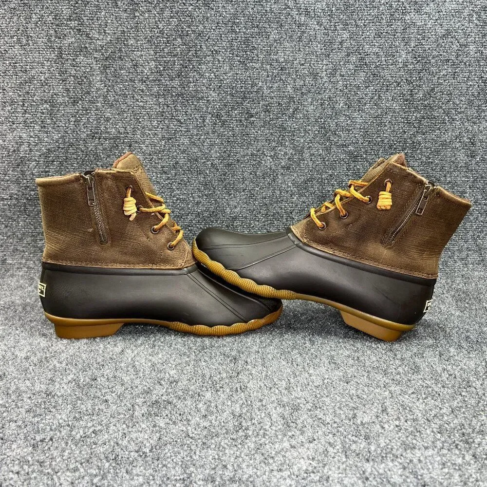 Sperry Top-Sider Saltwater‎ Duck Boots Women's Size Brown Leather Outdoor Rain